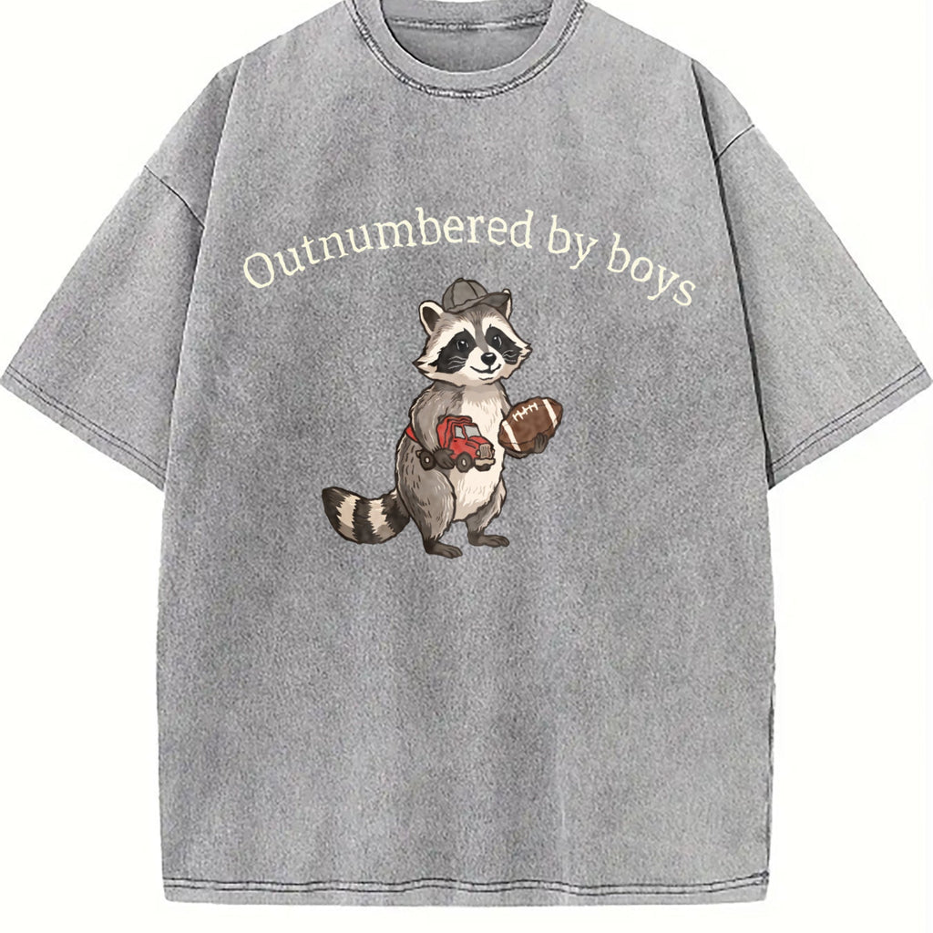 Boy Mom Dad Raccoon Vintage Washed T-Shirt product image 4