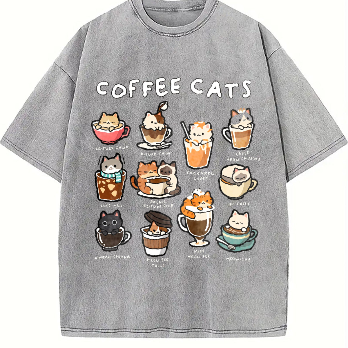 Coffee Cats Cat Drink Vintage Washed T-Shirt product image 5