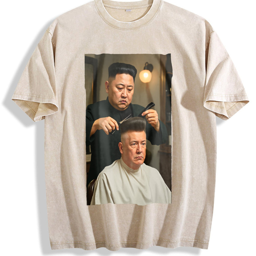 Kim Jong Un Cutting Donald Trump's Hair US Vintage Washed product image 1