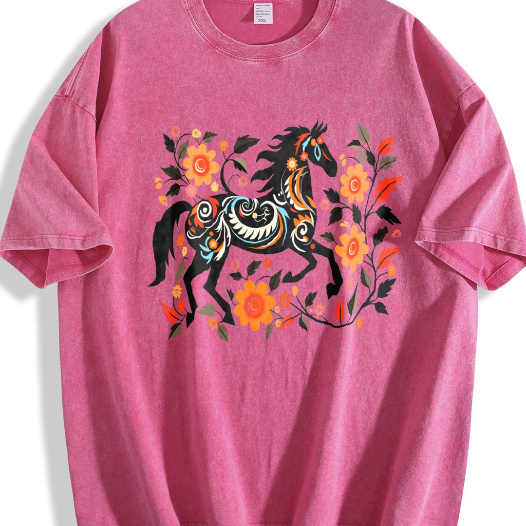 Bohemian Floral & Black Horse - -inspired Vintage Washed product image 7