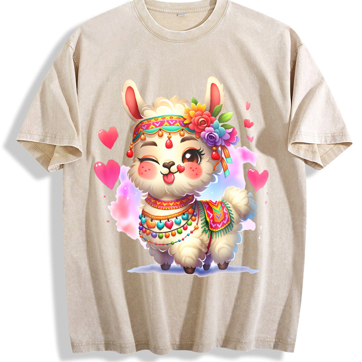 Llama Hair Accent Vintage Washed T-Shirt product image 1