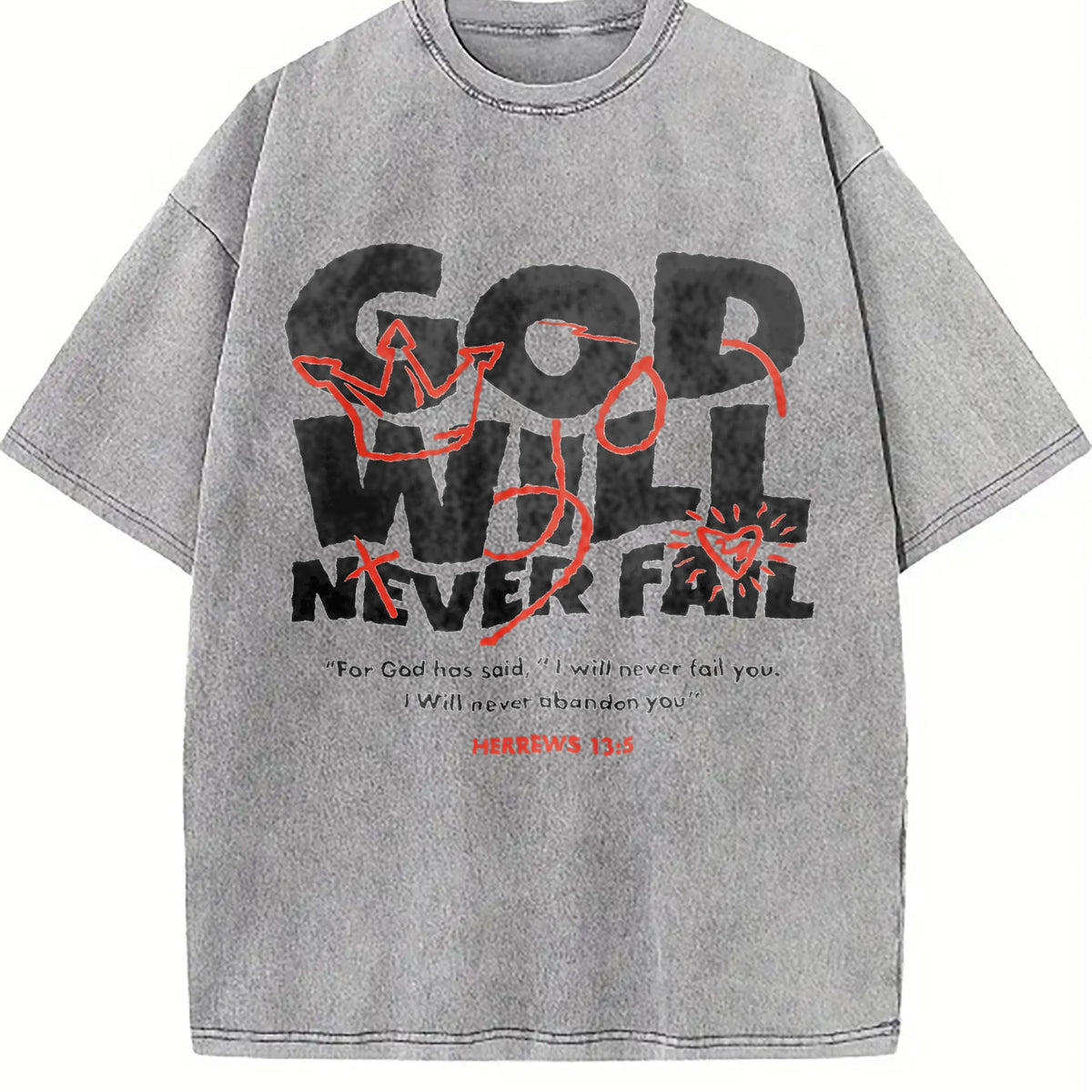 God Will Never Fail You Christian Faith Vintage Washed product image 4