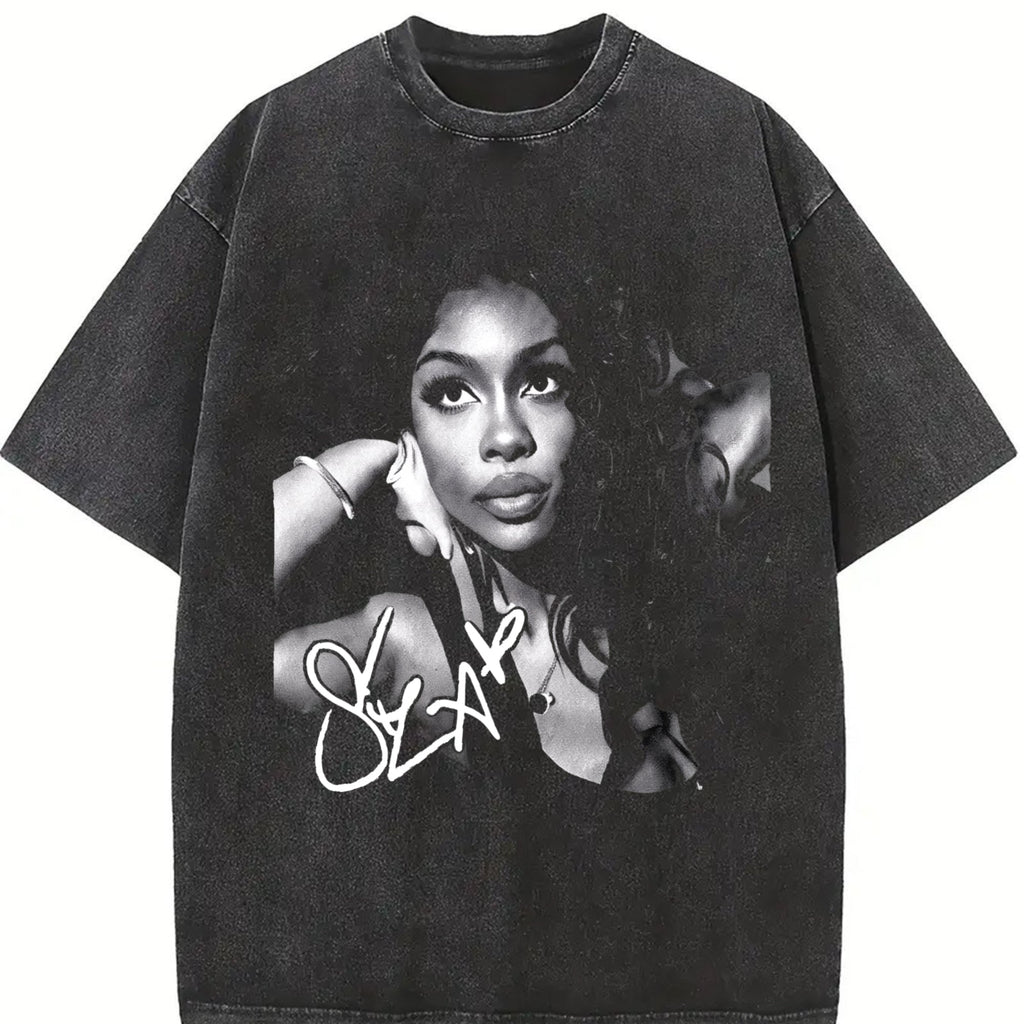 Monochrome Portrait Collage Vintage Washed T-Shirt product image 2
