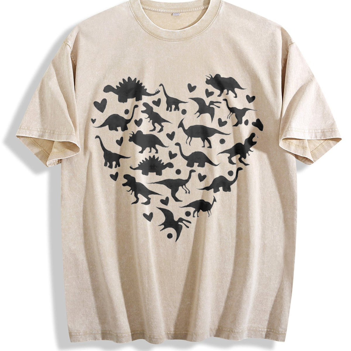 Heart-shaped Dinosaur Summer Vintage Washed T-Shirt product image 1