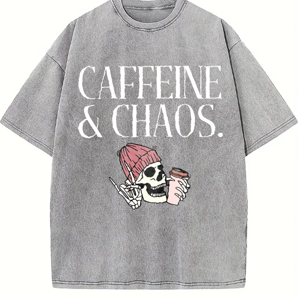 Caffeine And Chaos Aesthetic Vintage Washed T-Shirt product image 4