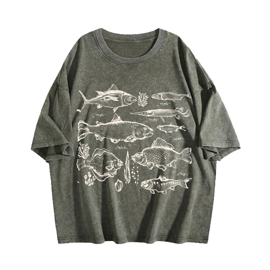 Fish Tattoo 90s Vintage Washed T-Shirt product image 4