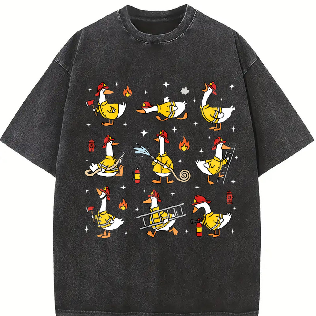Funny Firefighter Goose Vintage Washed T-Shirt product image 2