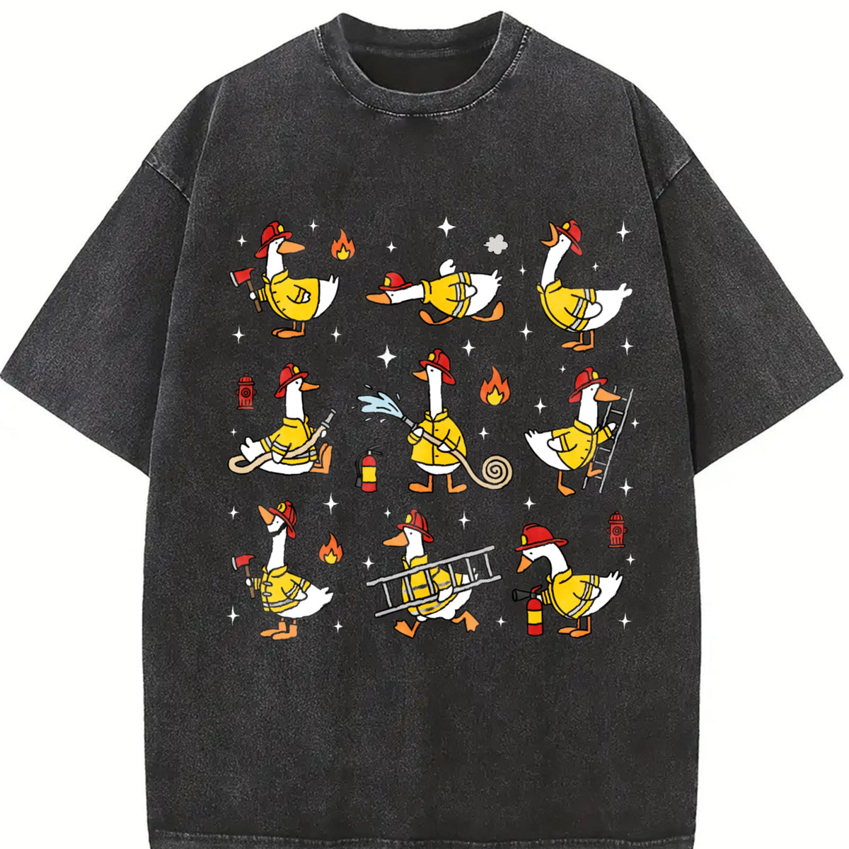 Funny Firefighter Goose Vintage Washed T-Shirt product image 2