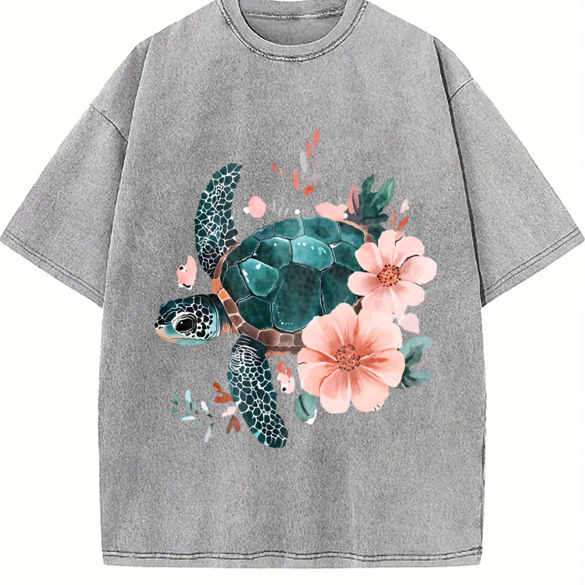 Floral Turtle & Peach Blossom - Stretch Vintage Washed product image 5