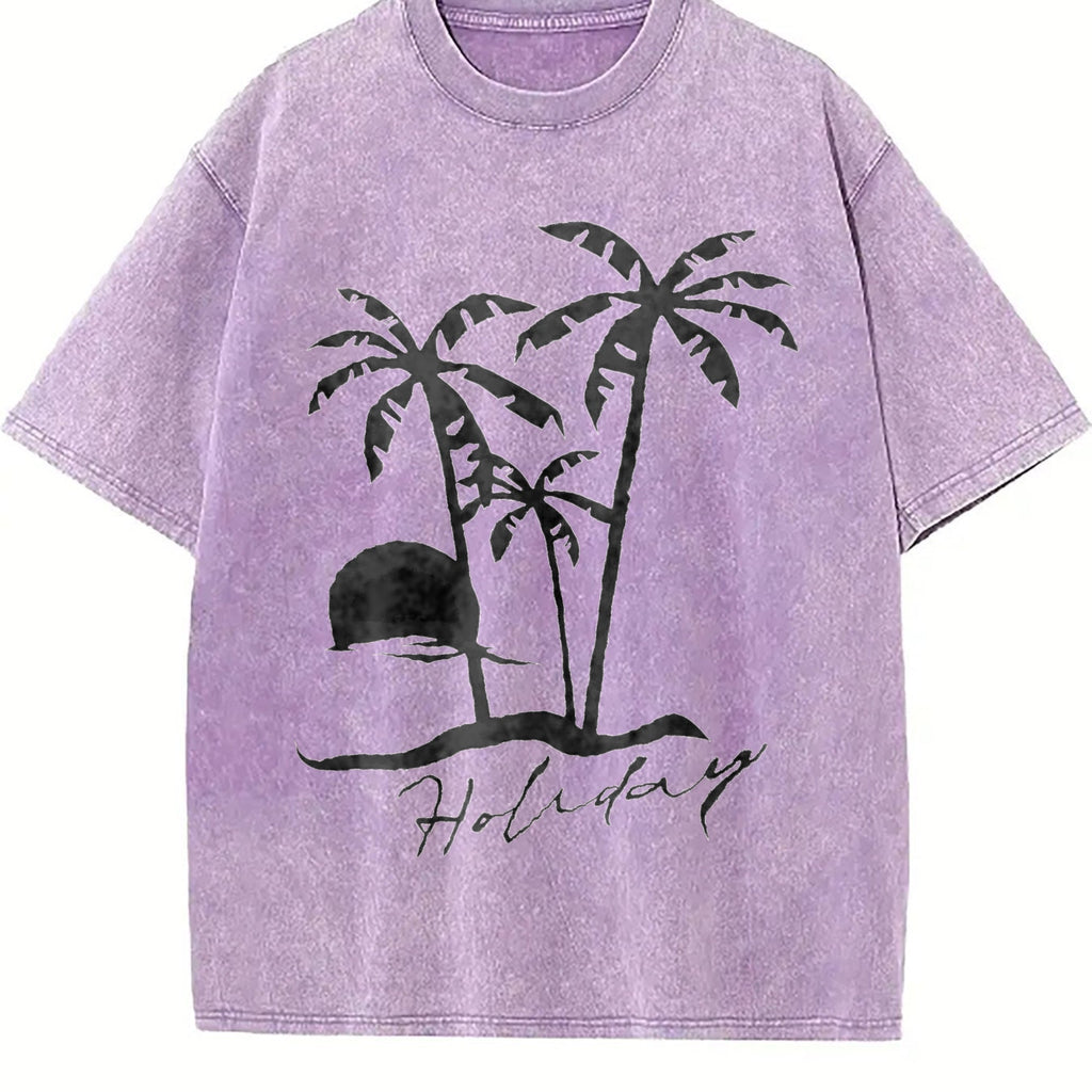 Beach Short-sleeved Sunset Summer Vintage Washed T-Shirt product image 6
