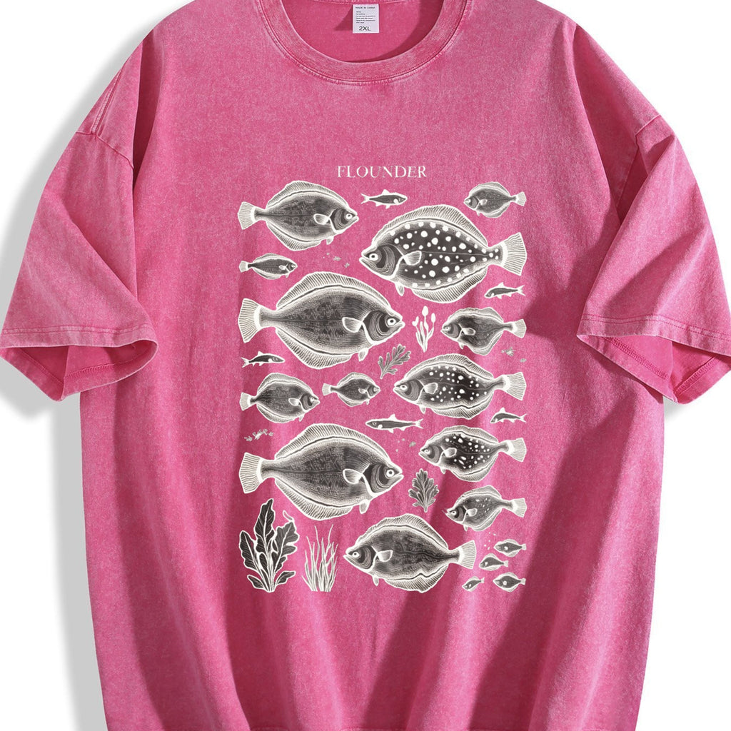 Flounder Fish 90s Vintage Washed T-Shirt product image 7