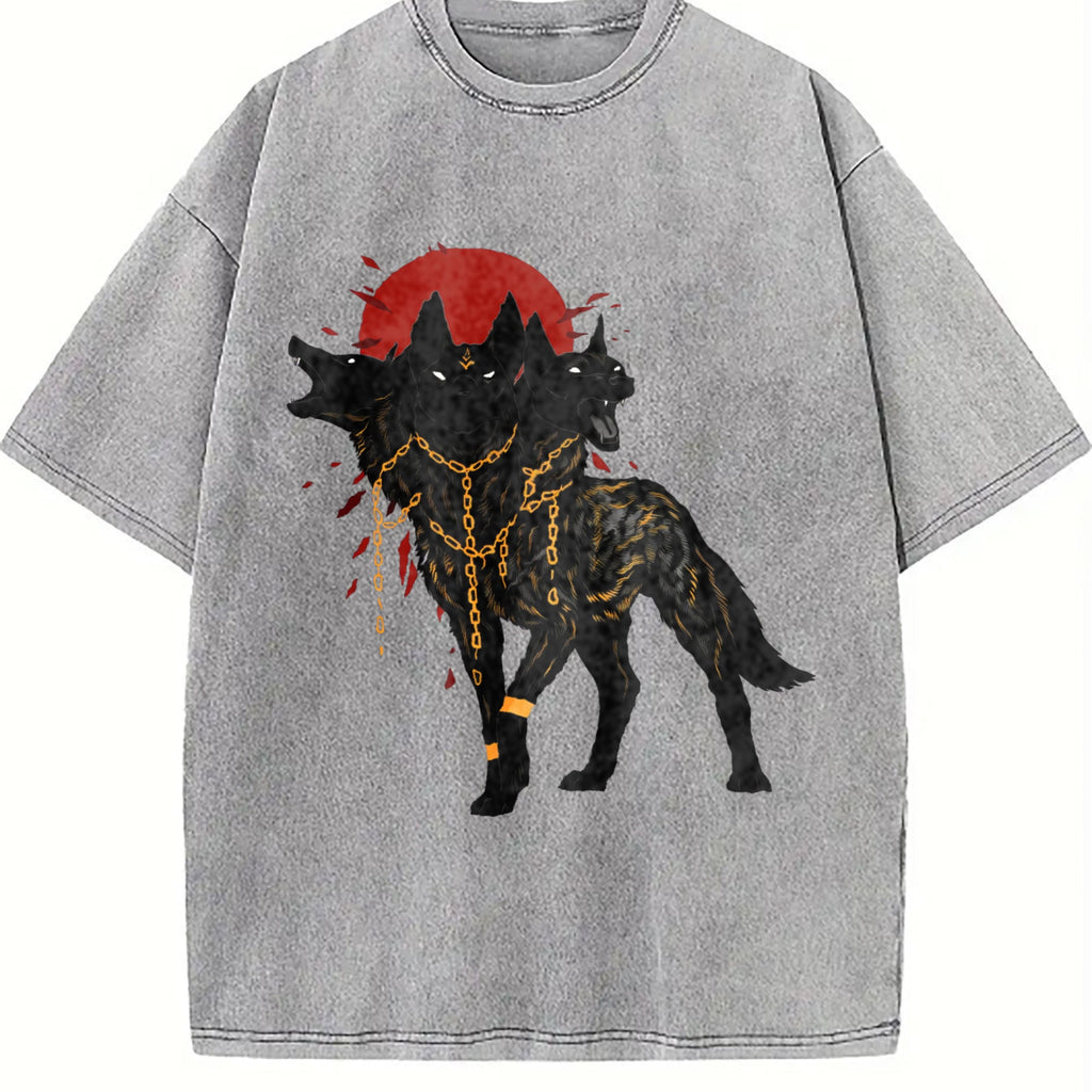 Summer : Red Moon Cerberus Vintage Washed T-Shirt product image 5