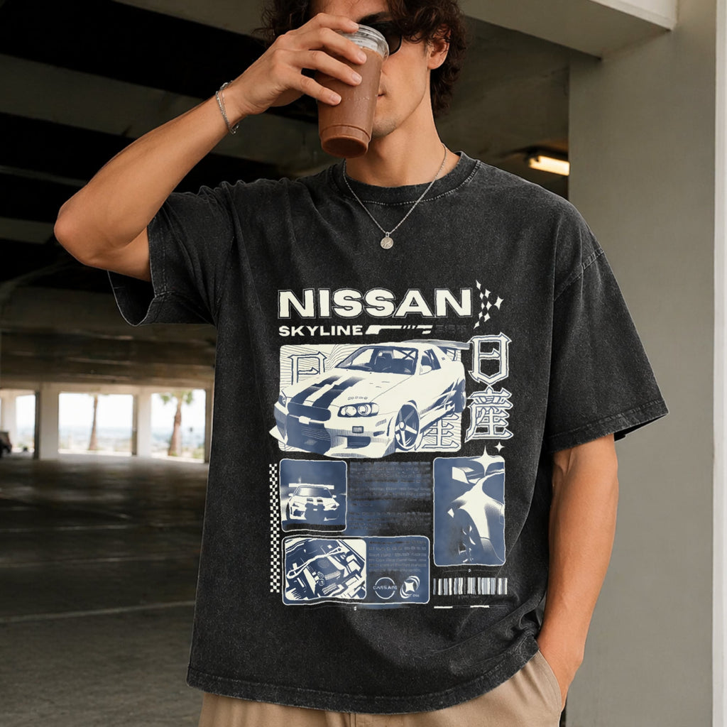 JDM Sports Car Denim Skyline Vintage Washed T-Shirt product image 2