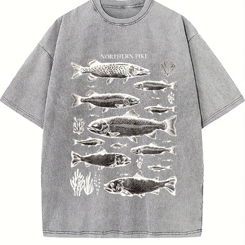 Northern Pike Fish 90s Vintage Washed T-Shirt product image 5