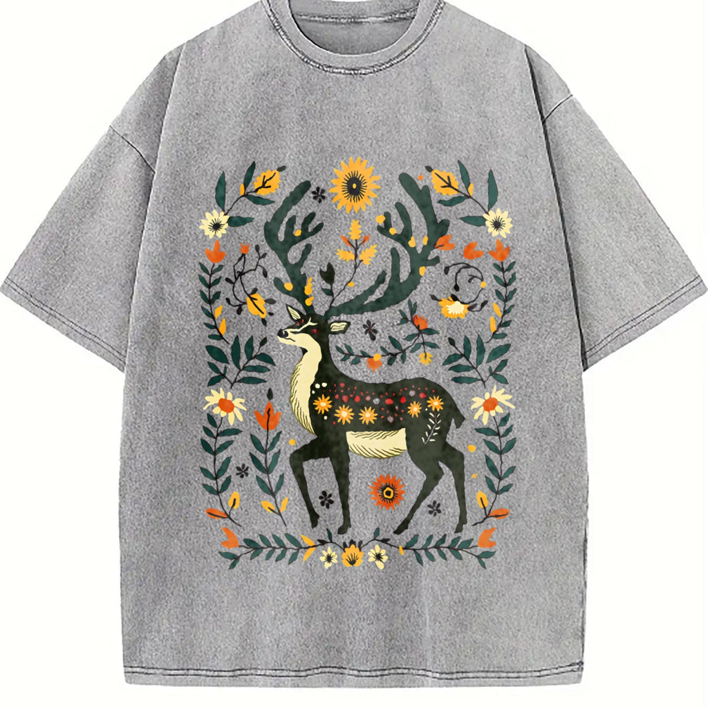 Bohemian Folk Art - Vibrant Deer & Floral Vintage Washed product image 5