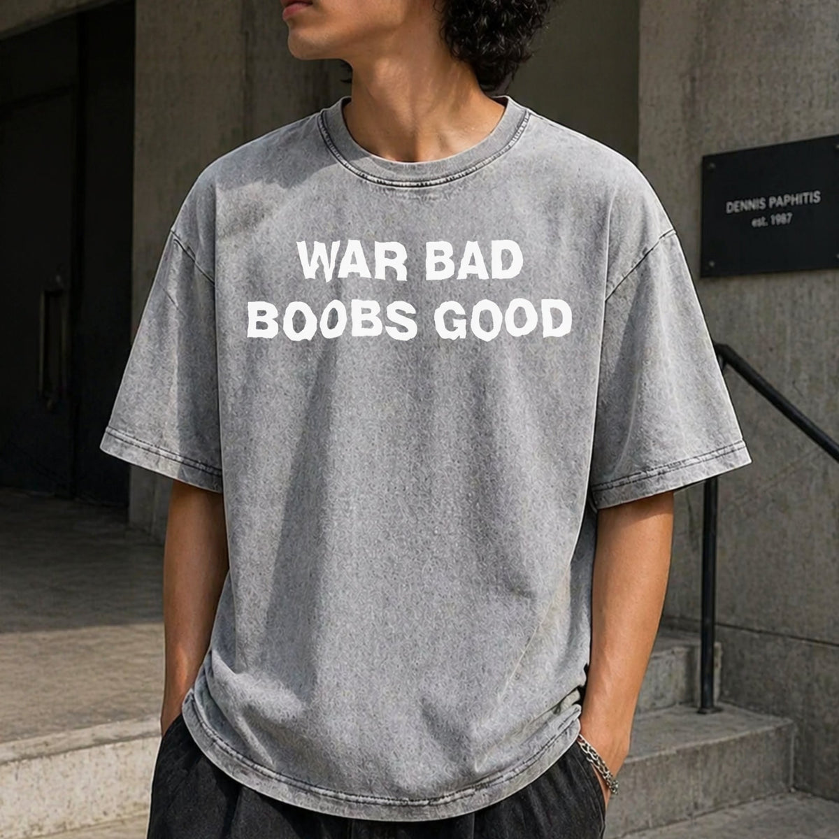 War Bad Boobs Good Black Vintage Washed T-Shirt product image 5