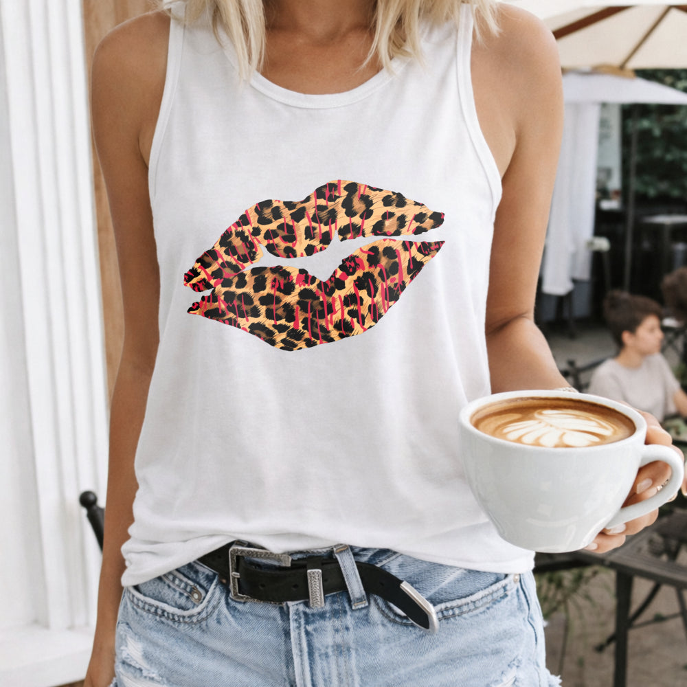 Cartoon Leopard Lips Women's Tank Top