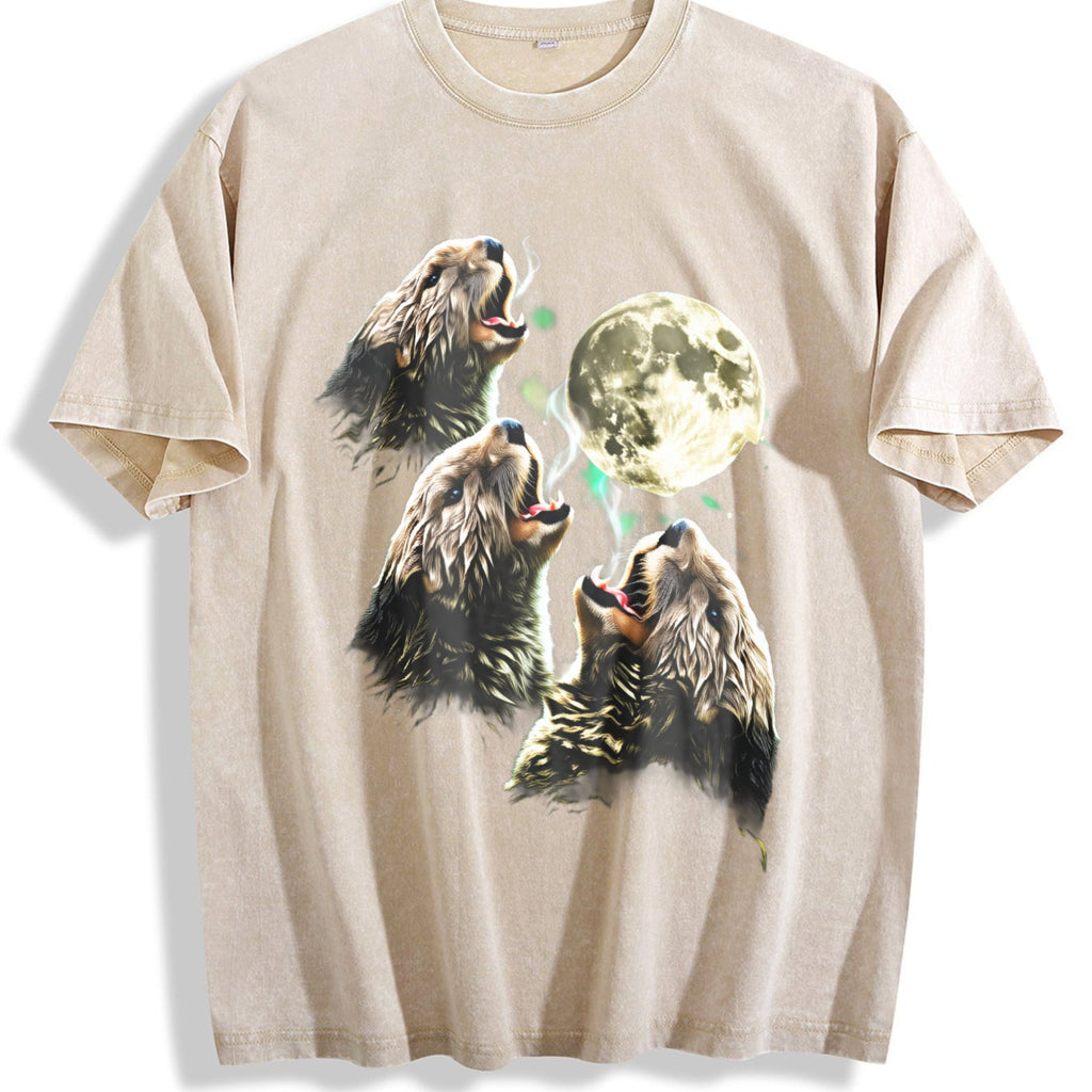 Otter Howling To Moon 90s Vintage Washed T-Shirt product image 1