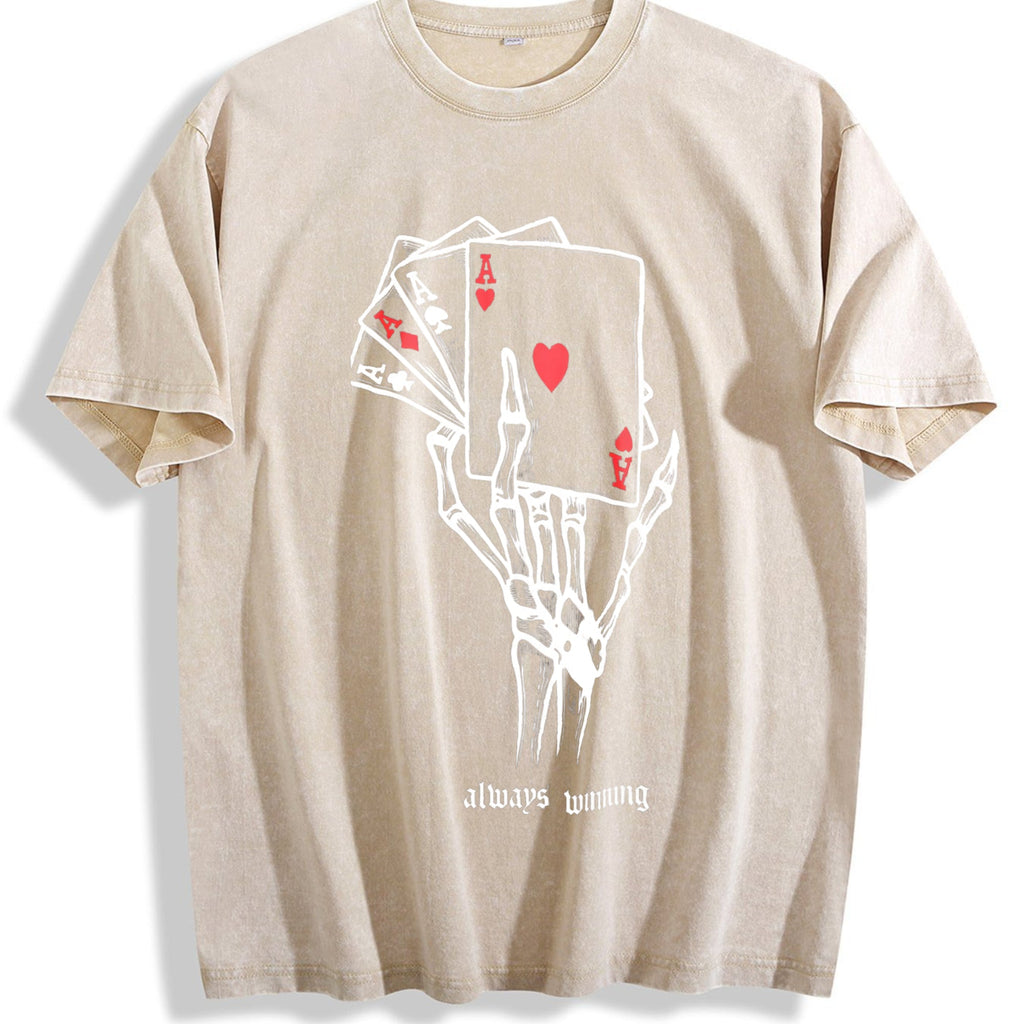 Dark Punk Of A Skeleton Hand Playing Poker Vintage Washed product image 1