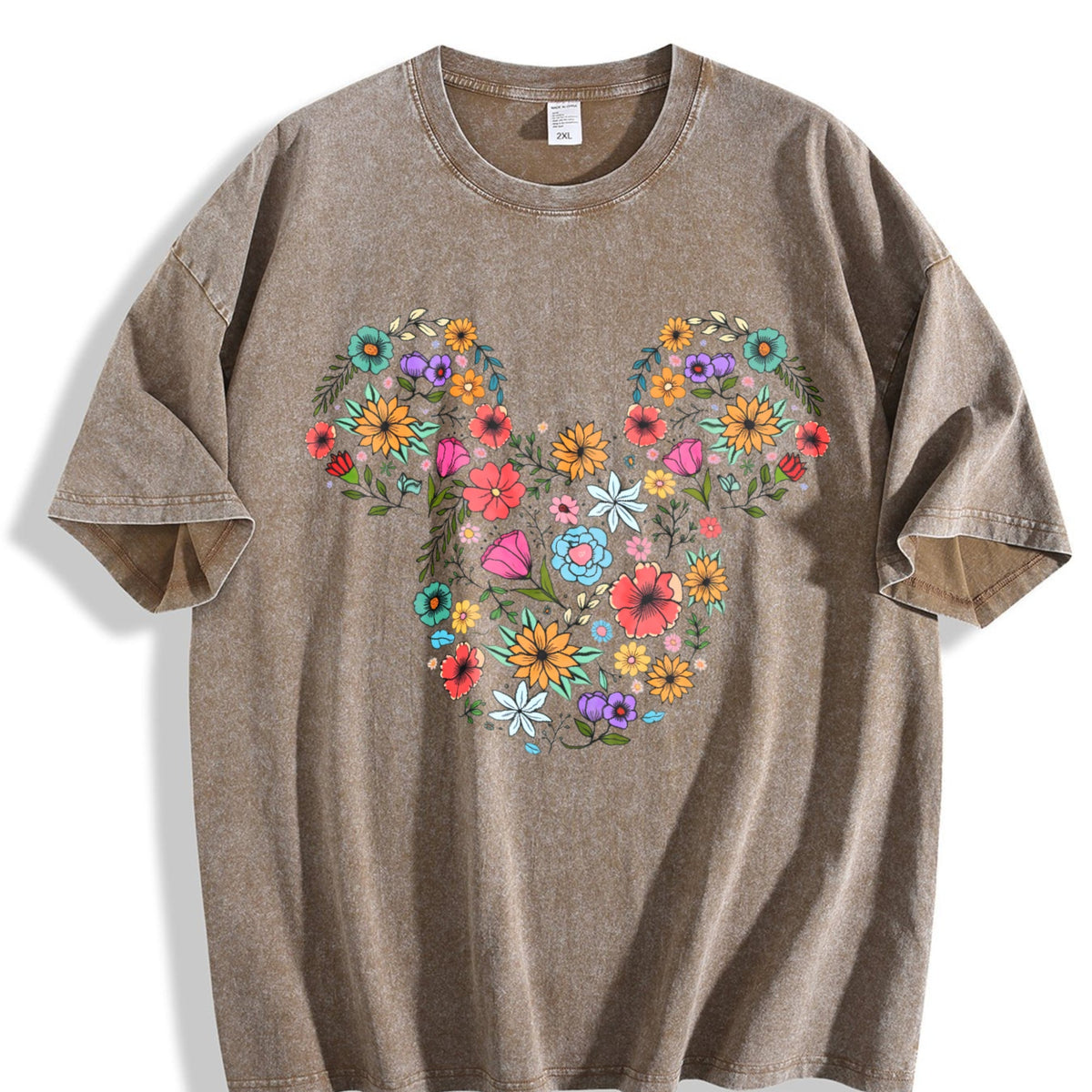Floral Mouse Head Vintage Washed T-Shirt product image 3