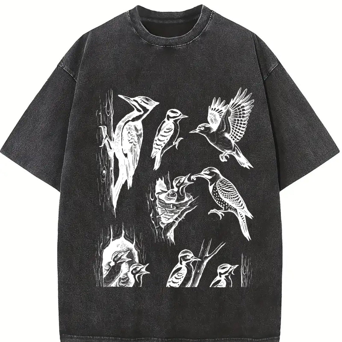 Woodpecker Bird 90s Tattoo Vintage Washed T-Shirt product image 2