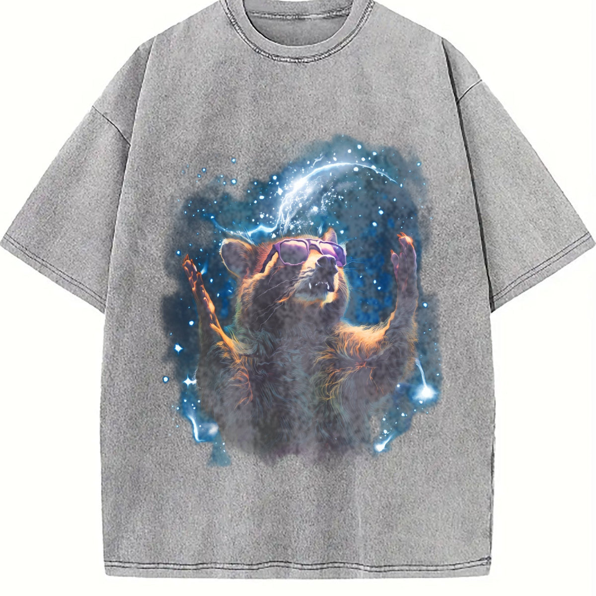 Alpha Raccoon In Space 90s Vintage Washed T-Shirt product image 5