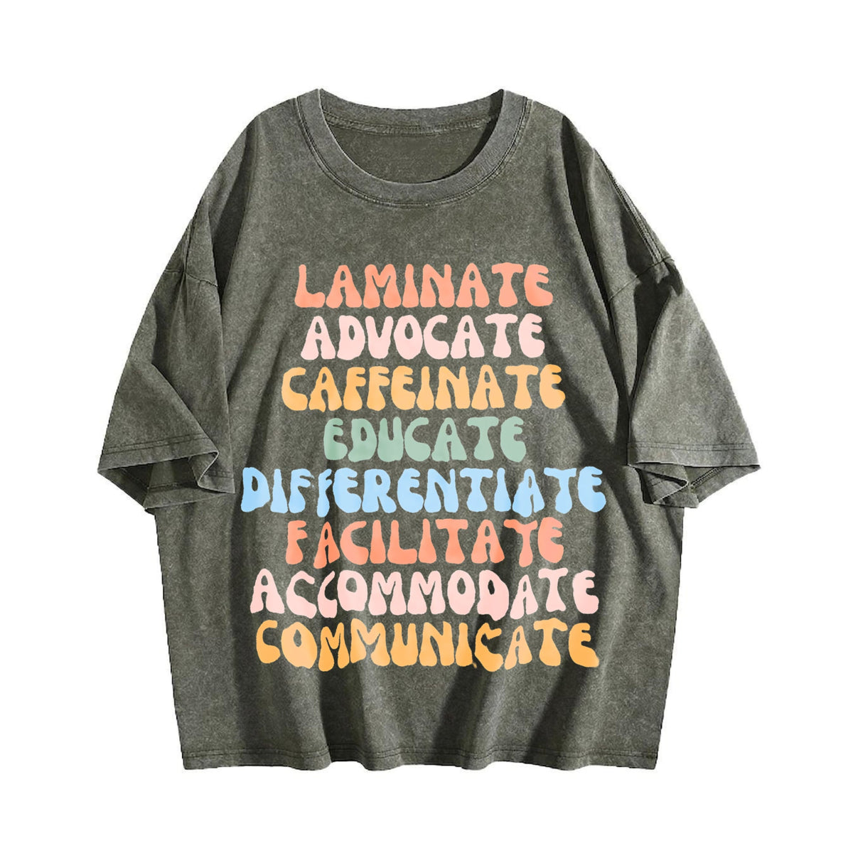 Teacher Advocate Educate Communicate Vintage Washed T-Shirt product image 4