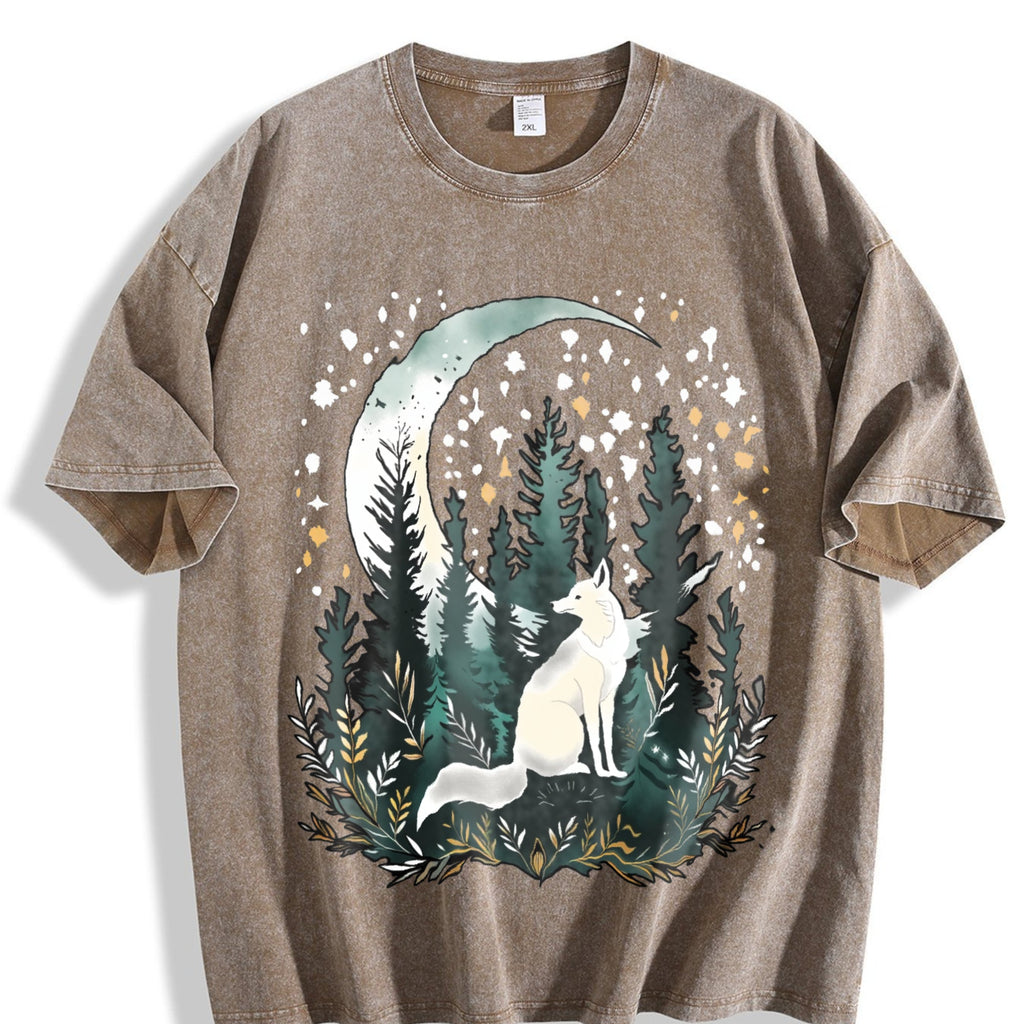 Bohemian Night Fox & Pine Forest - Stretch Vintage Washed product image 3