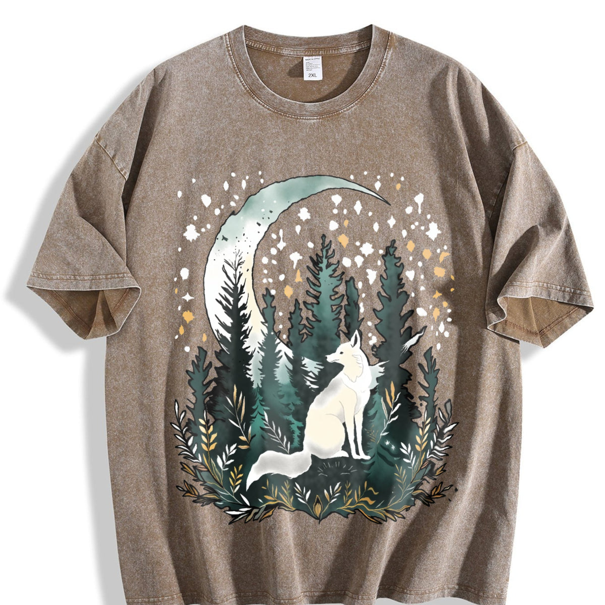 Bohemian Night Fox & Pine Forest - Stretch Vintage Washed product image 3