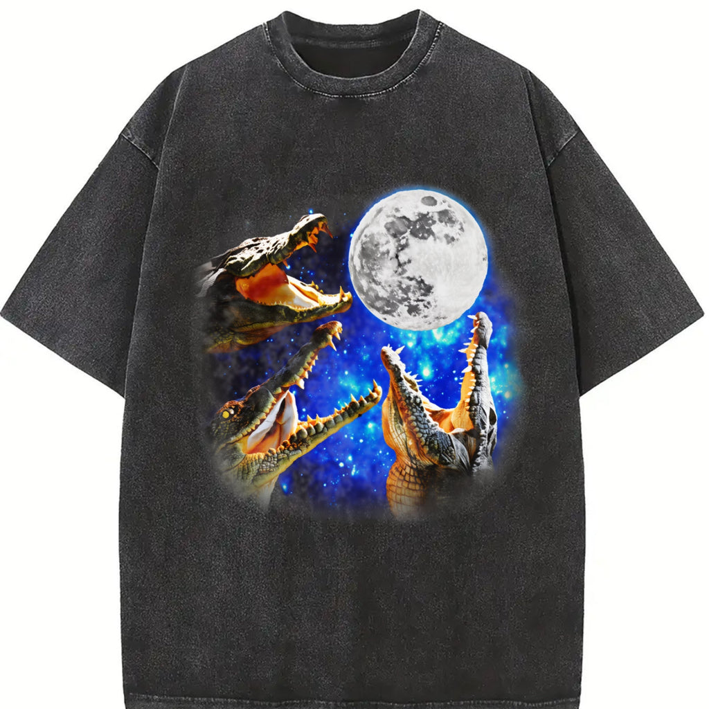 Three Crocodile Moon 90s Vintage Washed T-Shirt product image 2