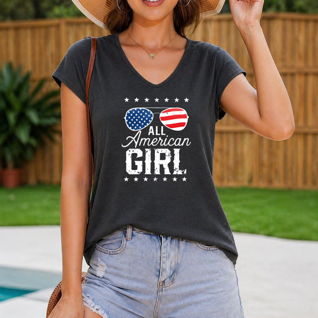 All American Patriotic - USA Flag Women's V-Neck Tank Top