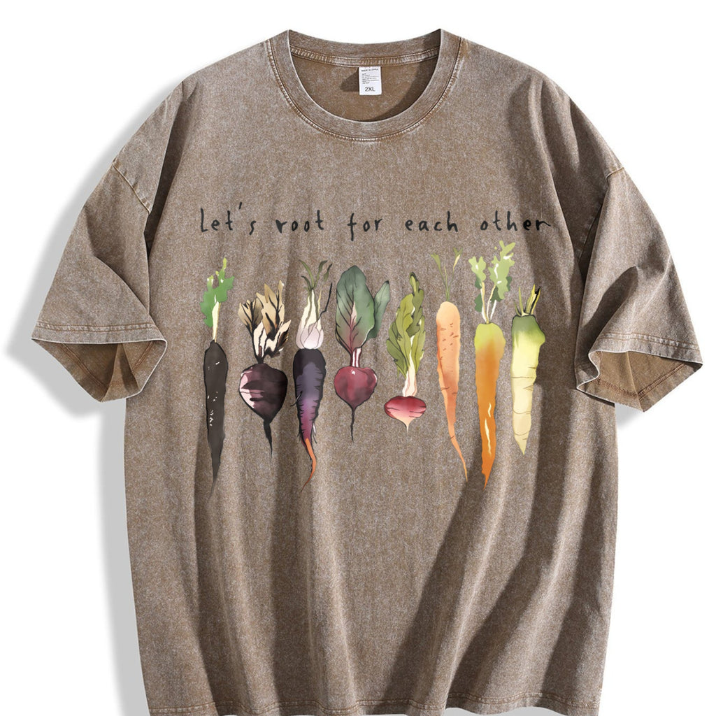 Letter And Various Radish Root Summer Vintage Washed T-Shirt product image 3