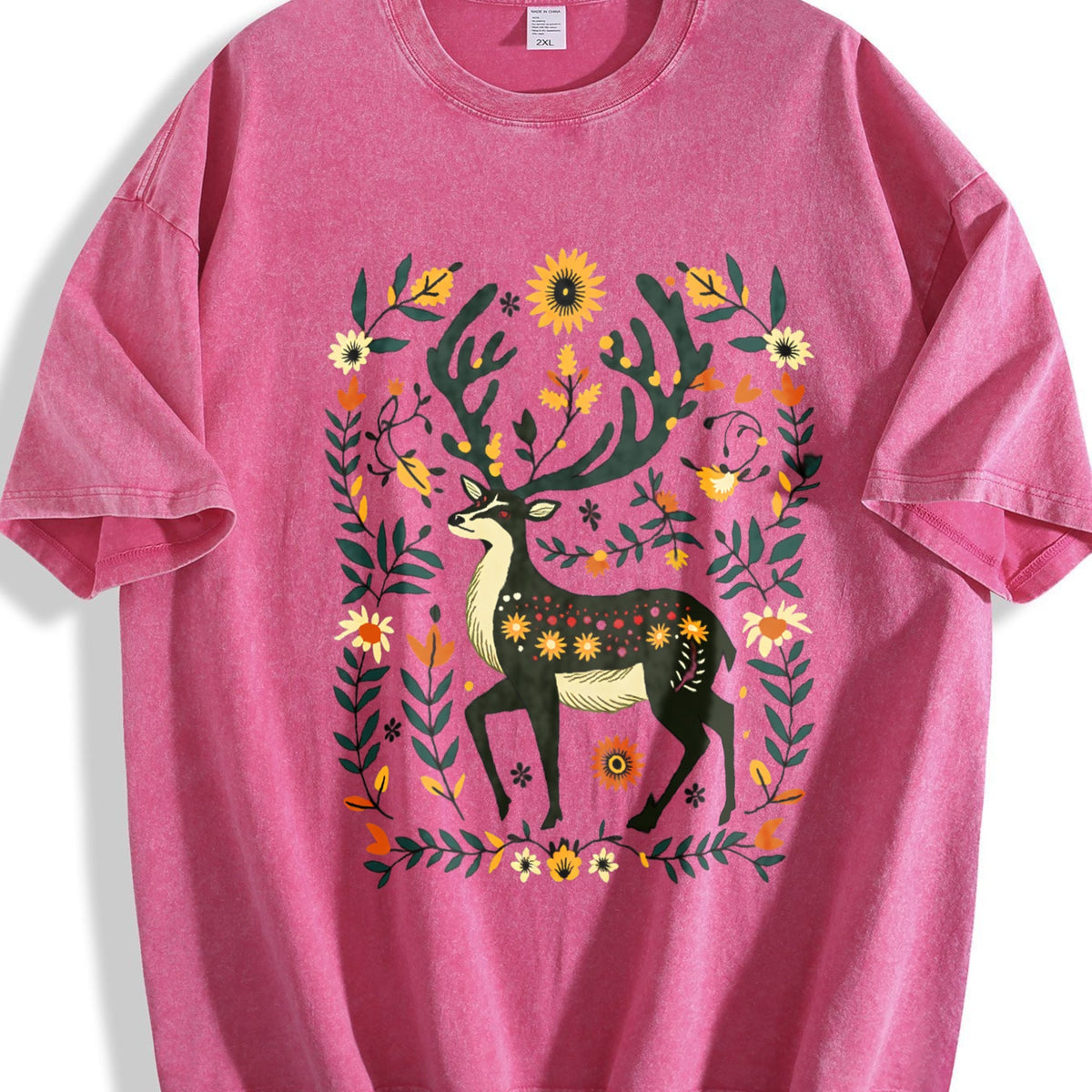 Bohemian Folk Art - Vibrant Deer & Floral Vintage Washed product image 7