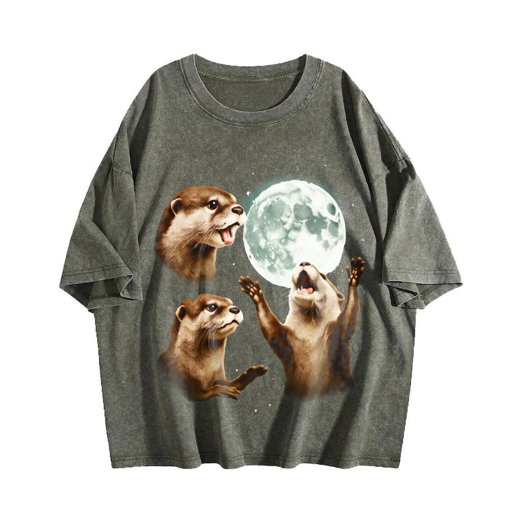 Three Otters Moon 90s Vintage Washed T-Shirt product image 4