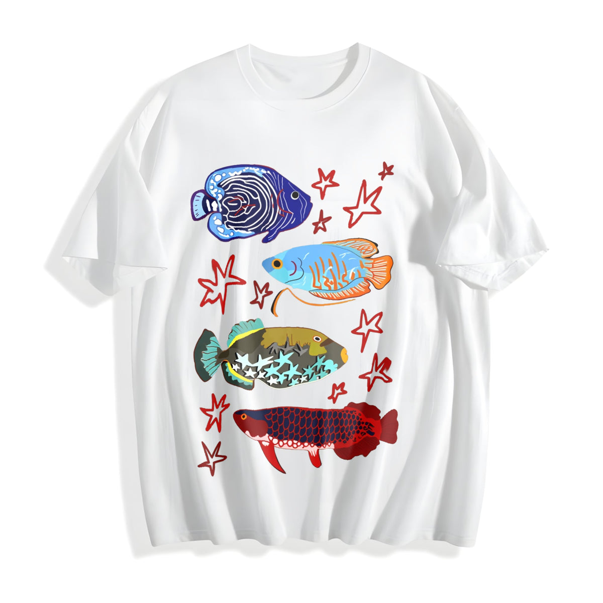 Fish Leaping Over The Dragon Gate Cotton T-Shirt product image 2