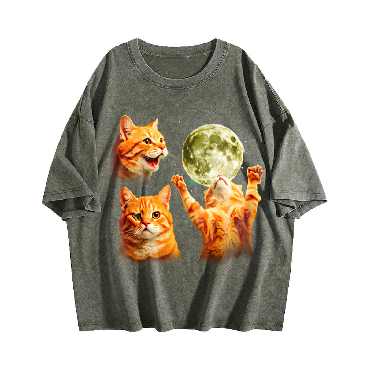 Orange Tabby Moon Vintage Washed T-Shirt product image 4