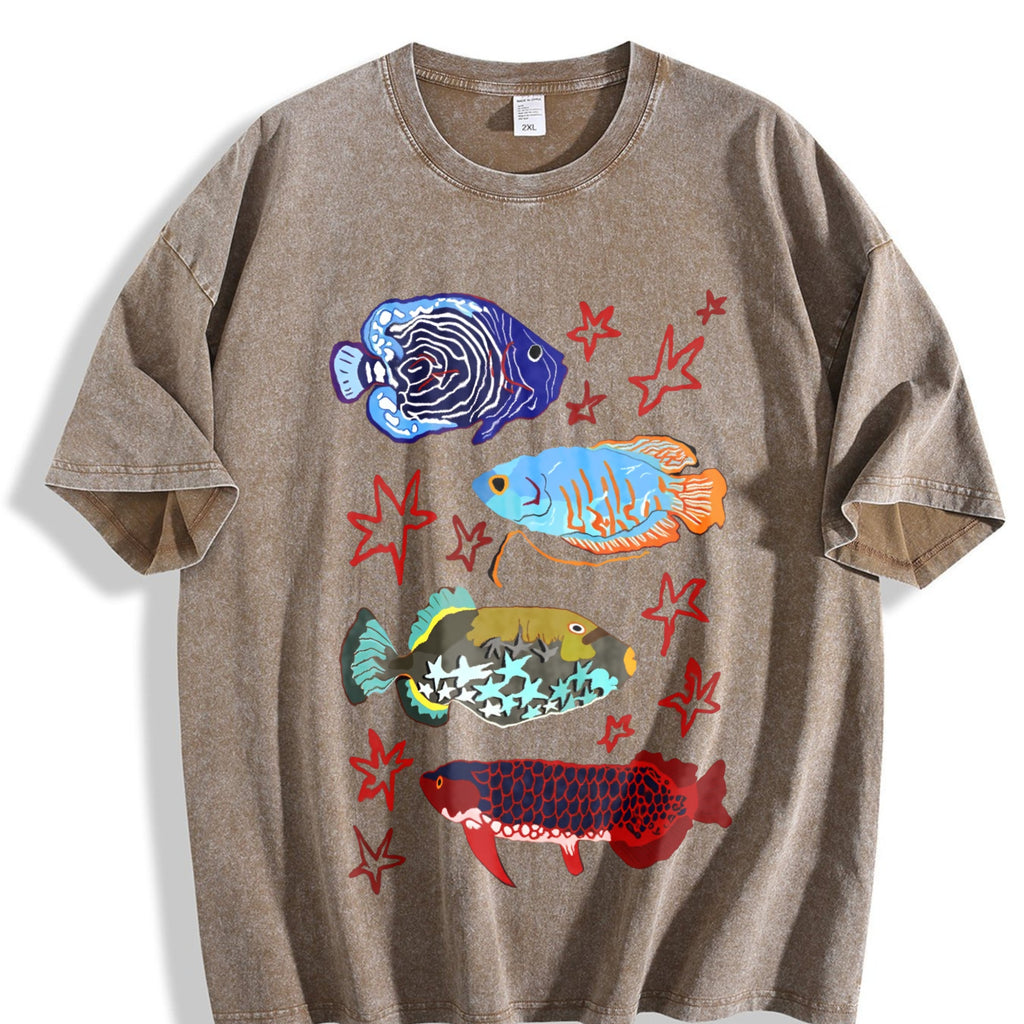 Fish Leaping Over The Dragon Gate Vintage Washed T-Shirt product image 3