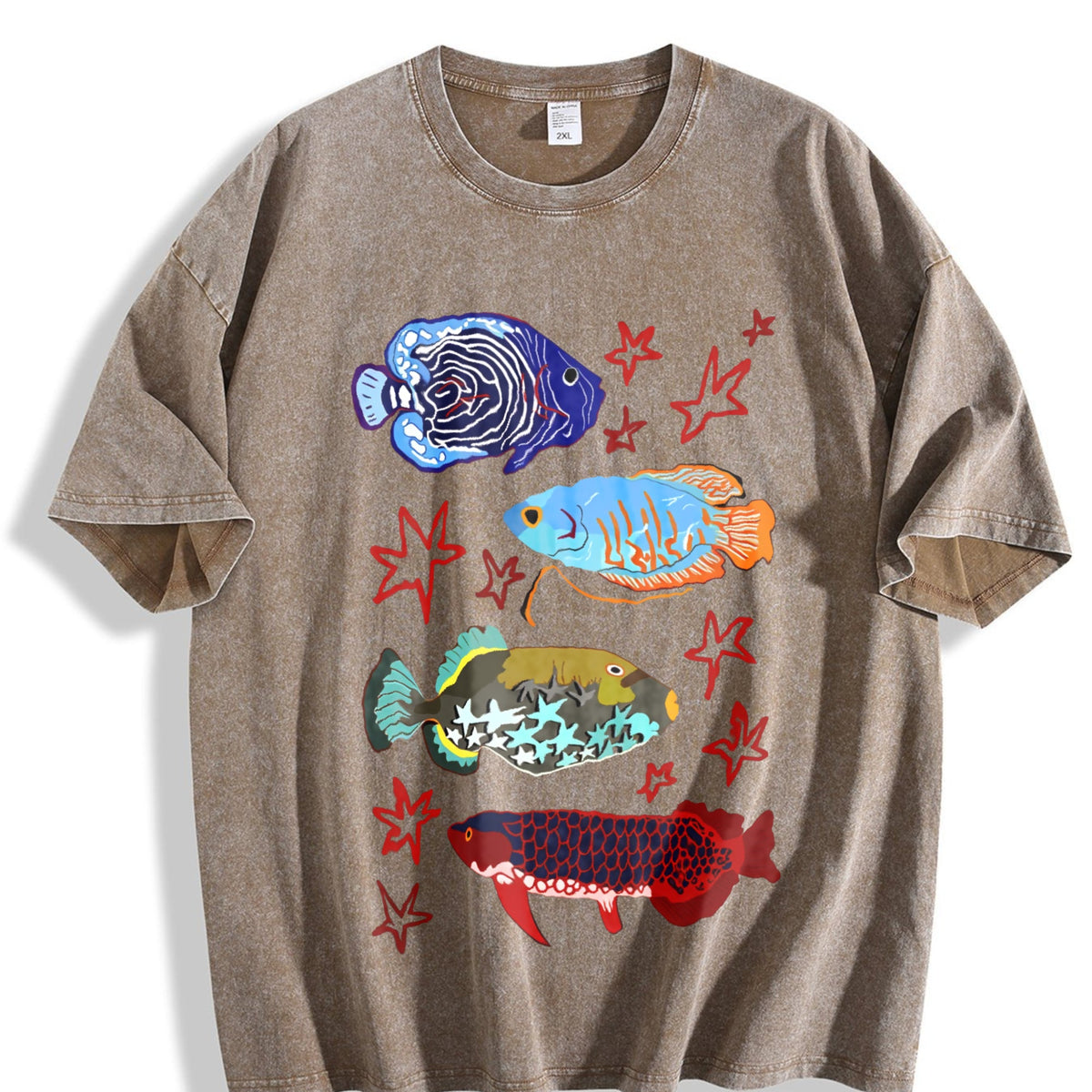 Fish Leaping Over The Dragon Gate Vintage Washed T-Shirt product image 3
