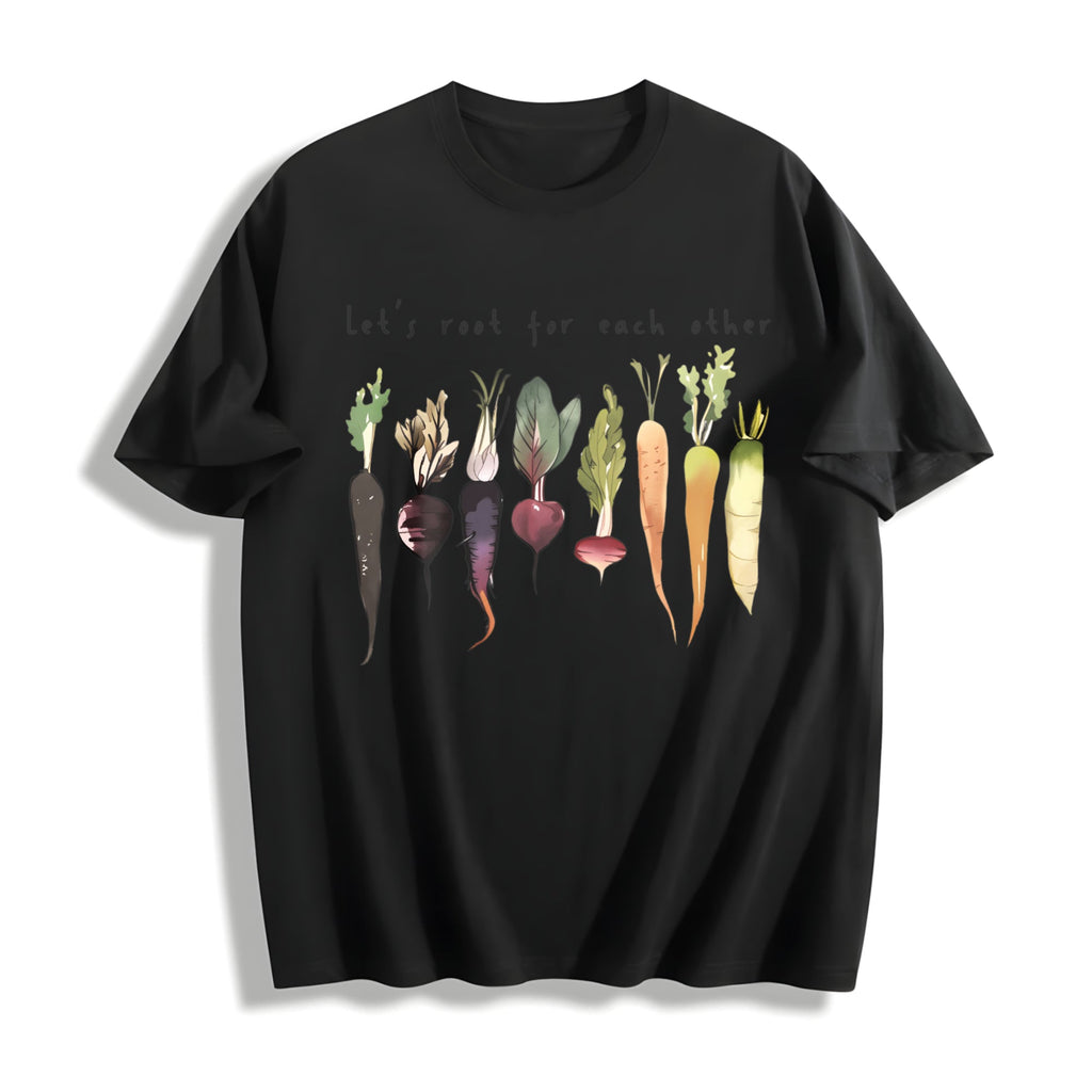 Letter And Various Radish Root Summer Cotton T-Shirt product image 1