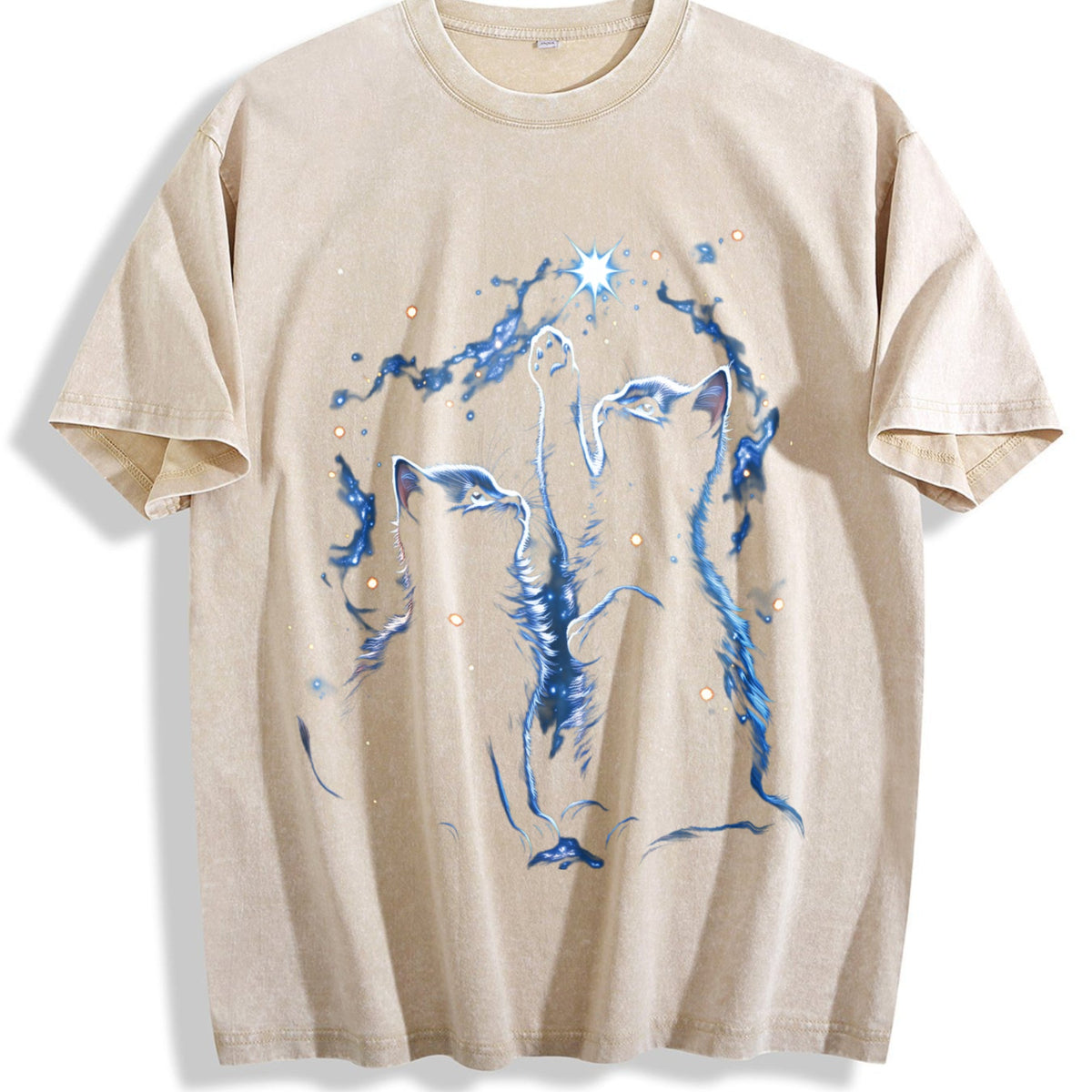 Two Cats Playing Galaxy Vintage Washed T-Shirt product image 1