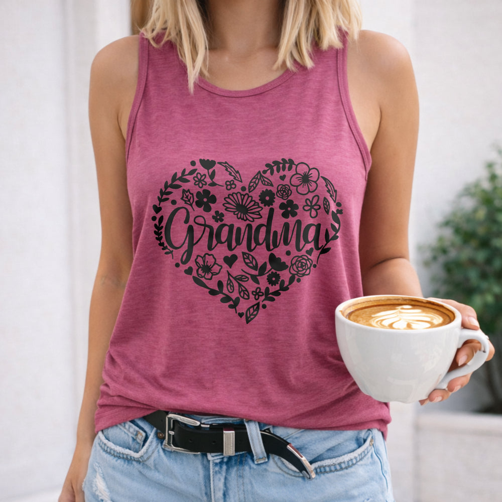 Mother's Day Grandma Floral Heart - Vibrant Red Women's Tank Top