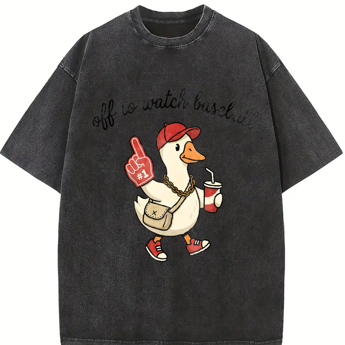 Off To Watch Baseball Goose Vintage Washed T-Shirt product image 2