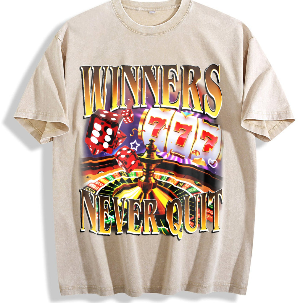 Winners Never Quit Funny Gambling Bootleg Vintage Washed product image 1