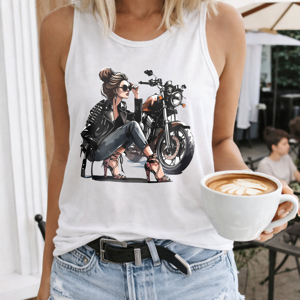 Biker Woman and Motorcycle Women's Tank Top