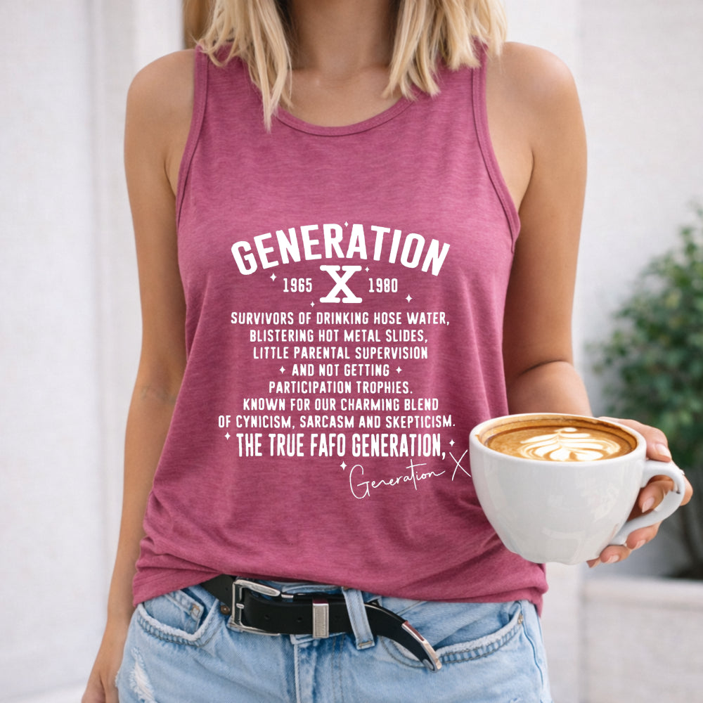 Bright Orange Racer With Bold Black Generation Letter Women's Tank Top