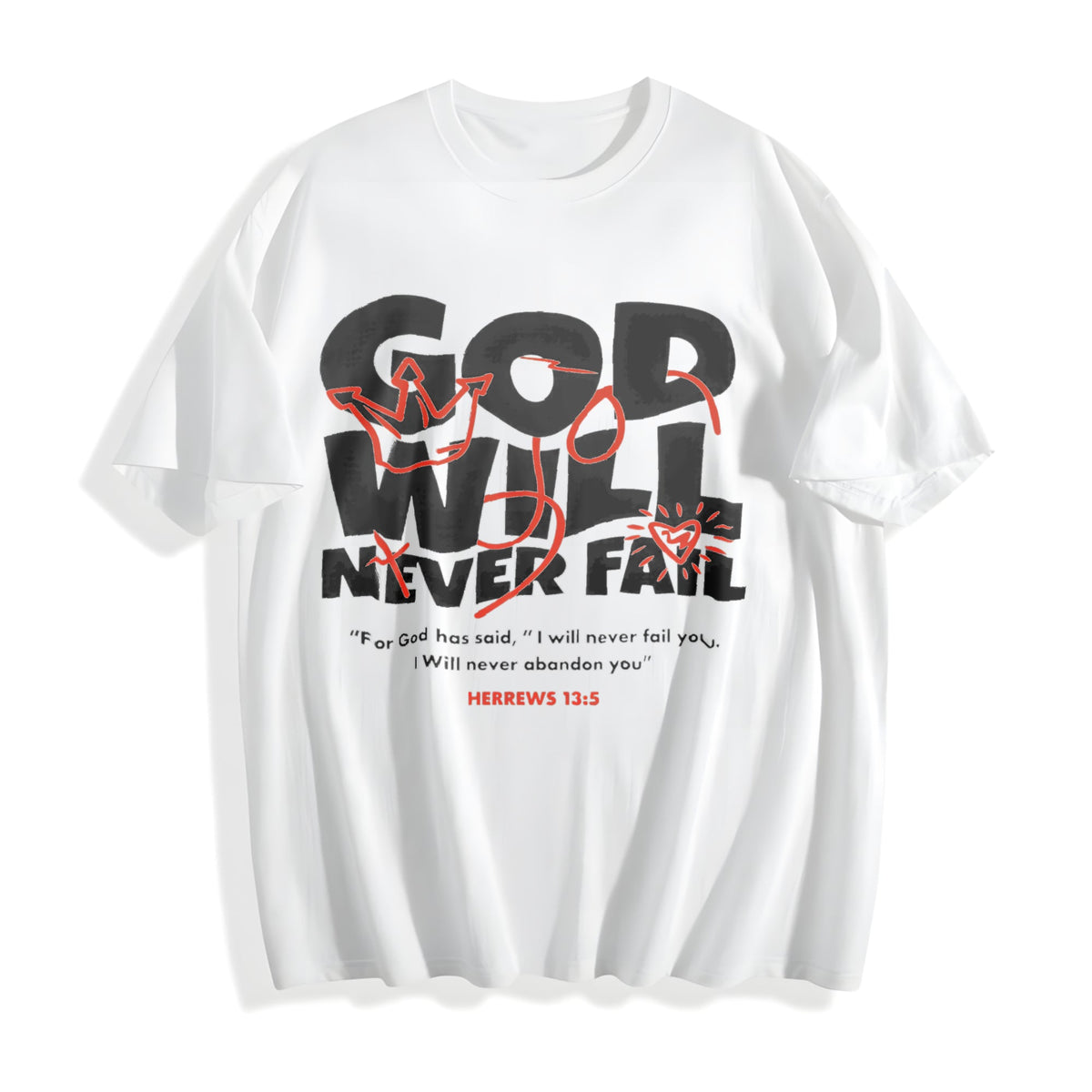 God Will Never Fail You Christian Faith Cotton T-Shirt product image 2