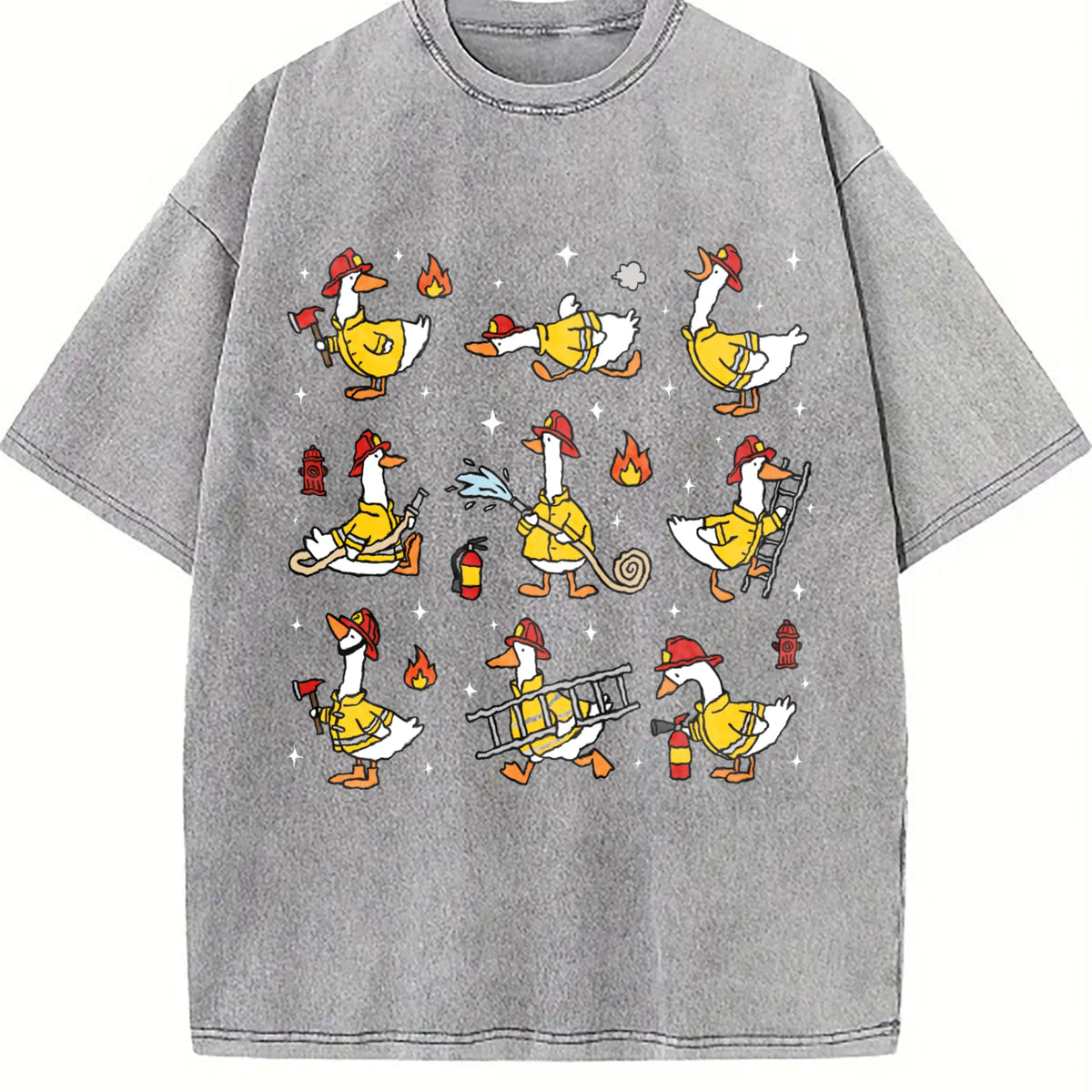 Funny Firefighter Goose Vintage Washed T-Shirt product image 4