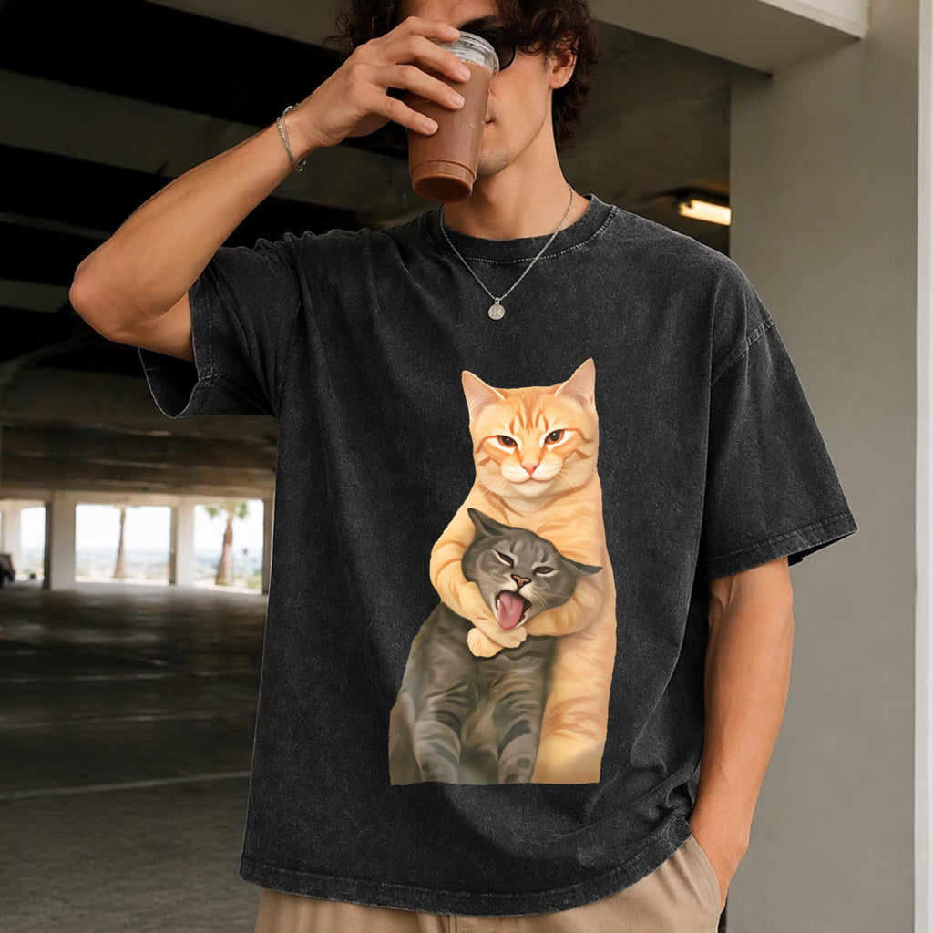 Cat Quarrel Moment - Batik Vintage Washed T-Shirt product image 2