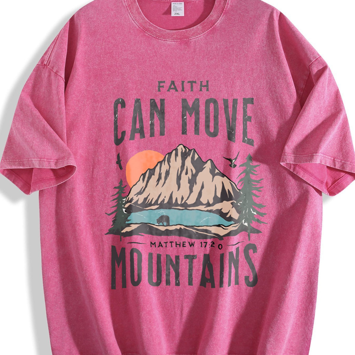 Scenery And Letter One-piece Summer Vintage Washed T-Shirt product image 7