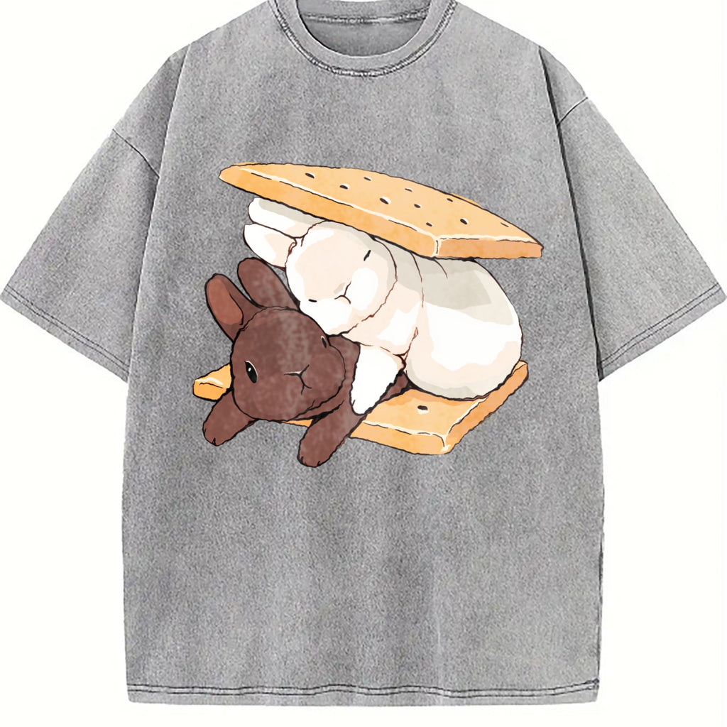 Two Rabbits Lying Vintage Washed T-Shirt product image 5